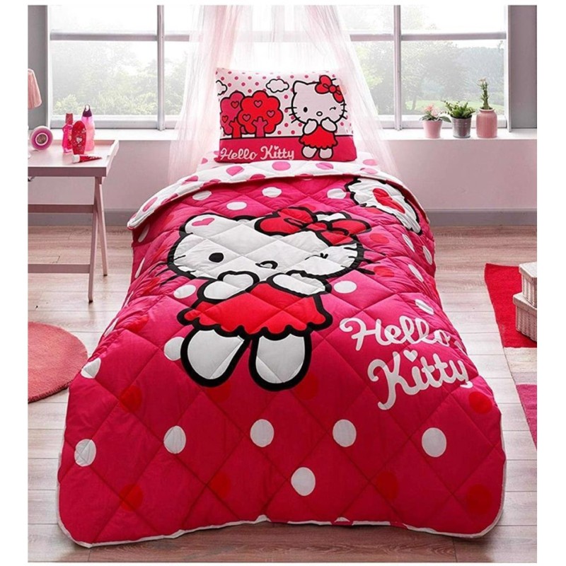 Tek kişilik uyku seti taç hello kitty kız çocuk için